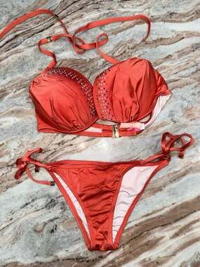 Victoria's Secret The Tease Halter Bikini Set with Skimpy String Bottoms